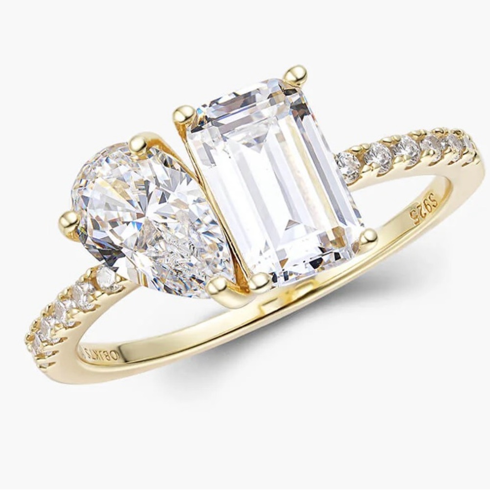OBJKTS Jewelry Toi et Moi Seren Travel Ring with Pavé Band - Size 7